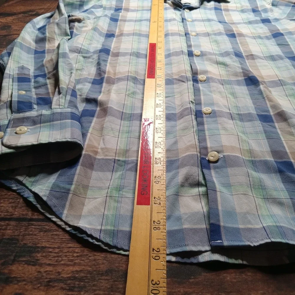 Peter Millar Crown Sport Men's Long Sleeve Button Up‎ Stretch Shirt Small Blue